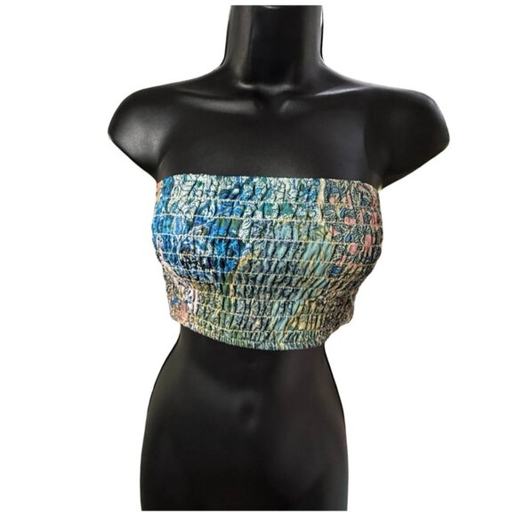 MISA Los Angeles Roksana‎ Bandeau Chiffon Top S Blues & Pinks - Picture 2 of 10